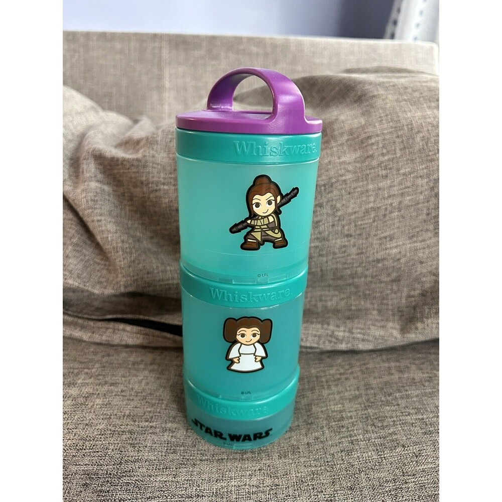 Whiskware Snacking Container Star Wars Leia Rey Portable Stackable Purple Lid